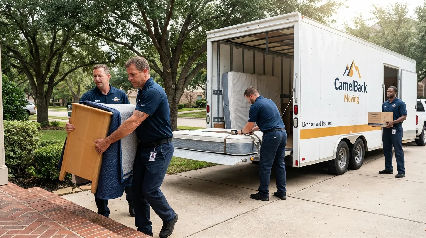 Crew loading residential truck for cross-state move from Woodstown, NJ