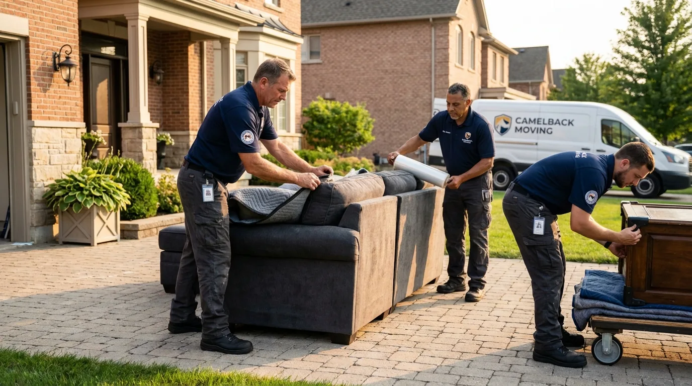 Large estate moving crew wrapping furniture in Woodstown, NJ