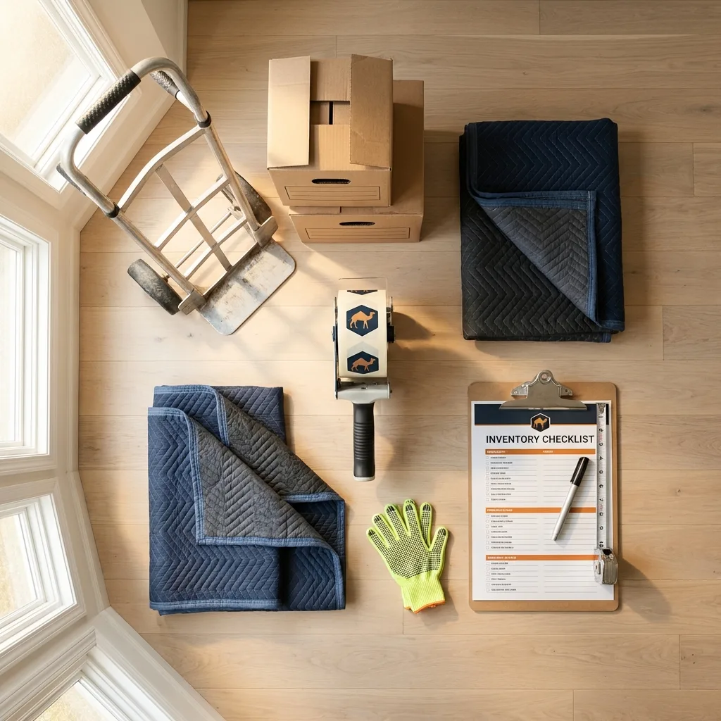 Professional moving supplies and packing materials layout for Woodstown residential relocations